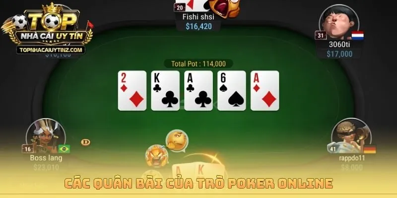 Các quân bài của trò poker online