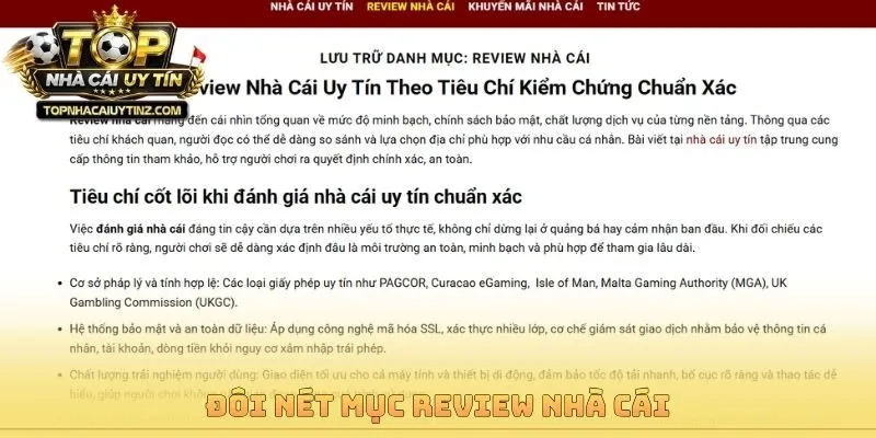 Đôi nét mục review nhà cái