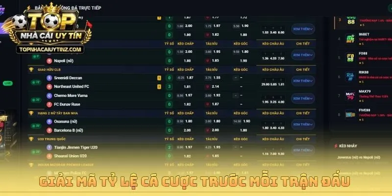 Giải mã tỷ lệ cá cược trước mỗi trận đấu 