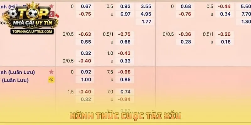 Hình thức cược tài xỉu