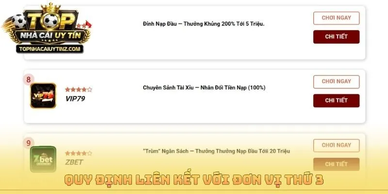 Quy định liên kết với đơn vị thứ 3